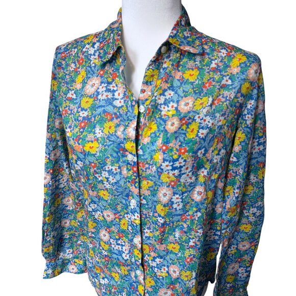 Trovata Birds of Paradise Blouse Button Down Ditsy Floral Summer Fields - Picture 2 of 5